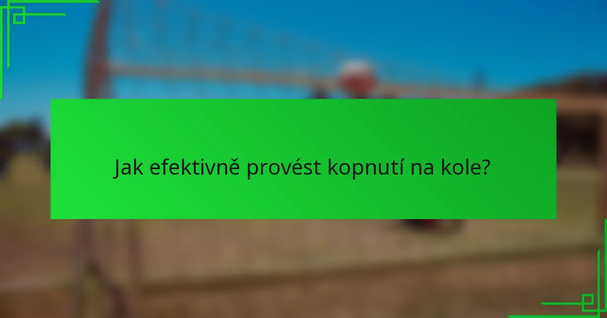 Jak efektivně provést kopnutí na kole?